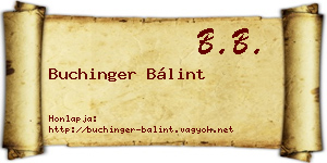 Buchinger Bálint névjegykártya